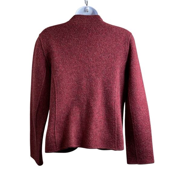Eileen Fisher Burgundy Cotton Lambswool Blend Jacket Size M Petite Lagenlook - Picture 2 of 13